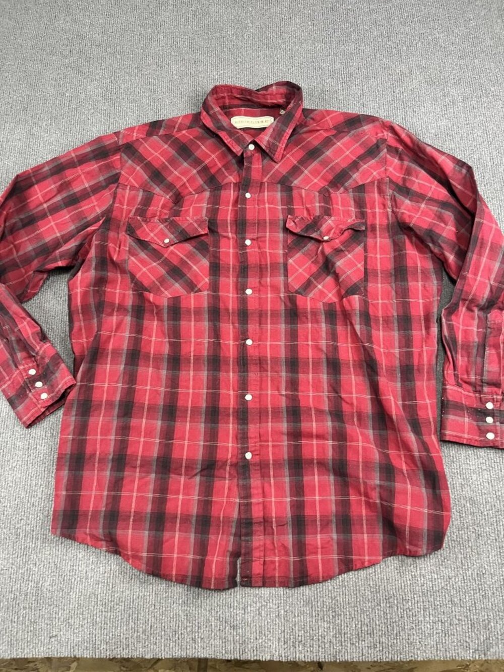 Bit & Bridle Mens Red Plaid Western runs Pearl Snap Front Long Sleeve Shirt 2X